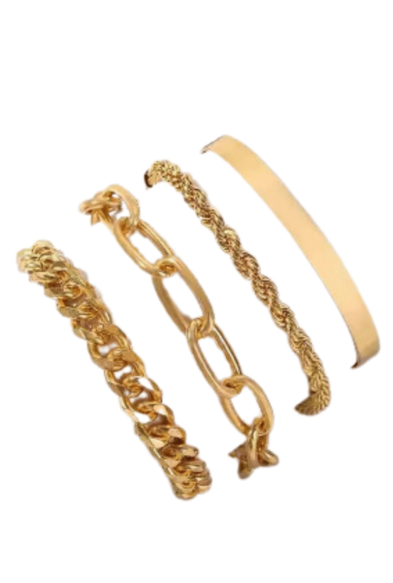 Curb Gold Cuban Four Set Chain Bracelets - Alureva